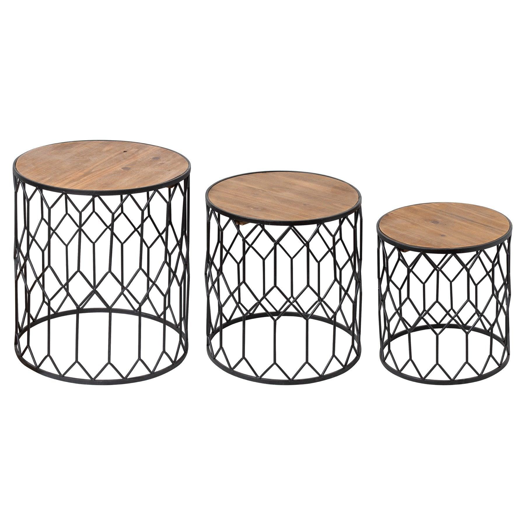 Set Of Three Honeycomb Side Tables - Vookoo Lifestyle