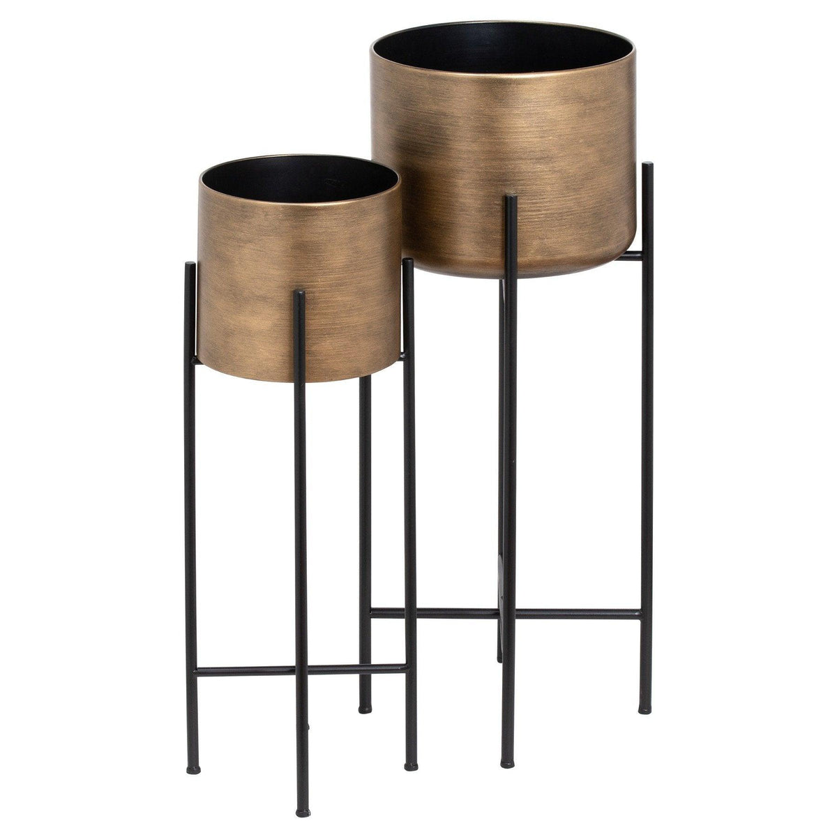 Set Of Two Bronze Planters On Stand - Vookoo Lifestyle