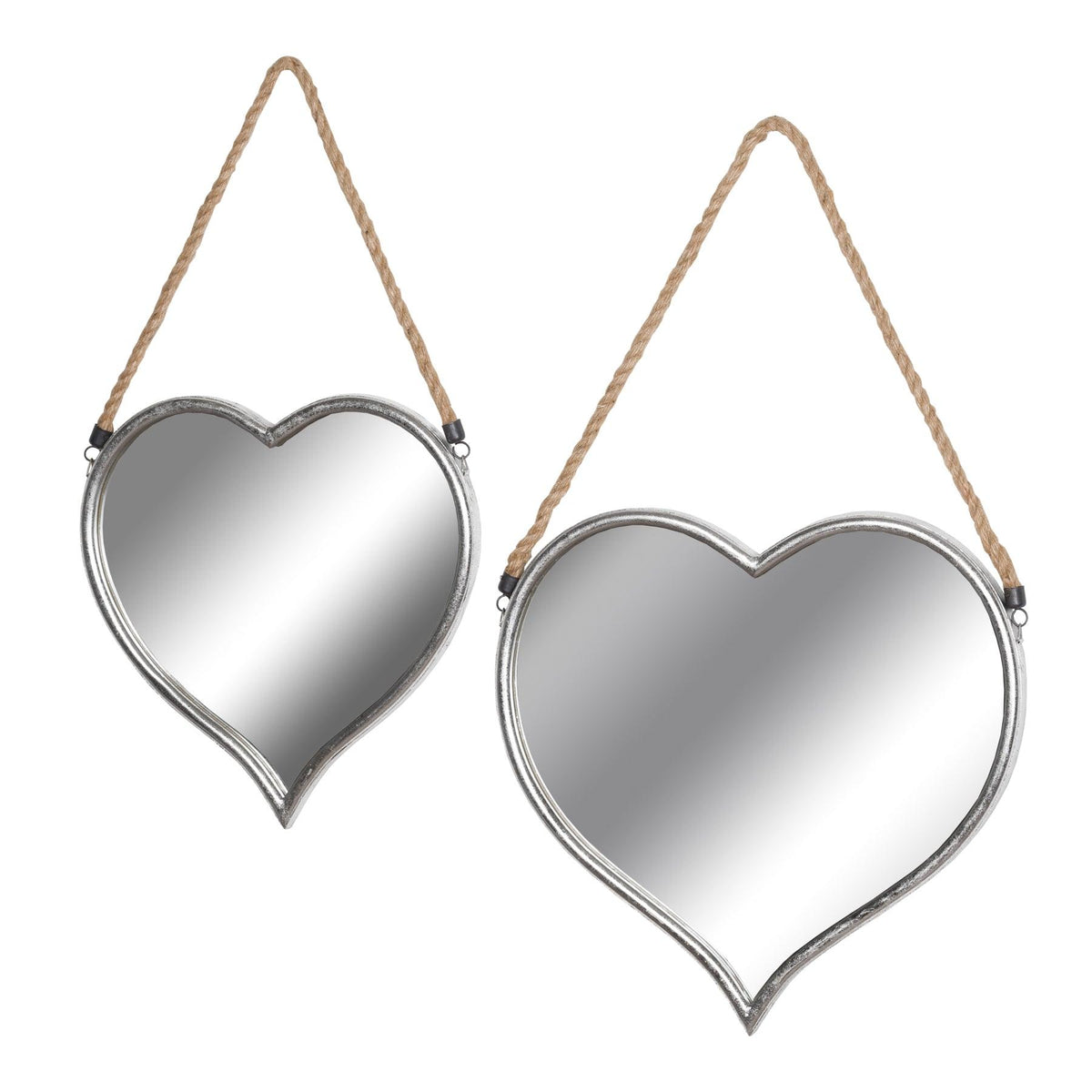 Set Of Two Heart Mirrors With Rope Detail - Vookoo Lifestyle