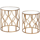 Set Of Two Lattice Detail Gold Side Tables - Vookoo Lifestyle