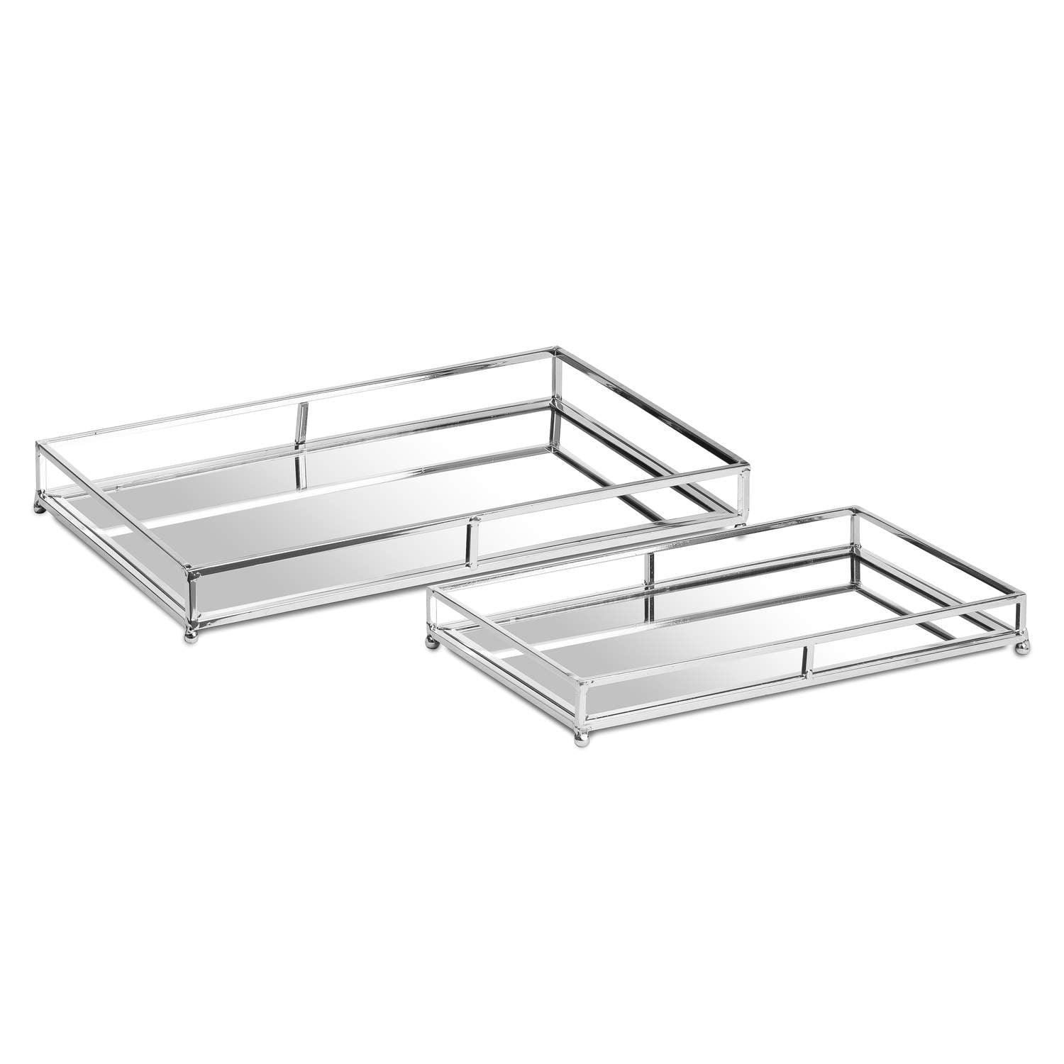 Set Of Two Rectangular Silver Bar Trays - Vookoo Lifestyle