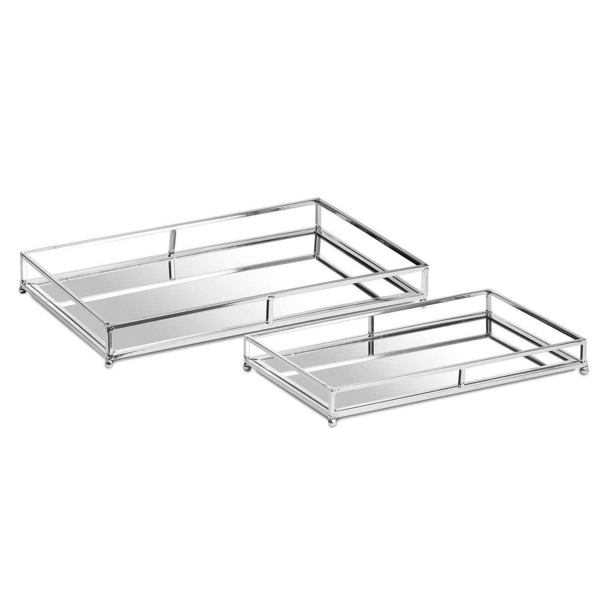 Set Of Two Rectangular Silver Bar Trays - Vookoo Lifestyle