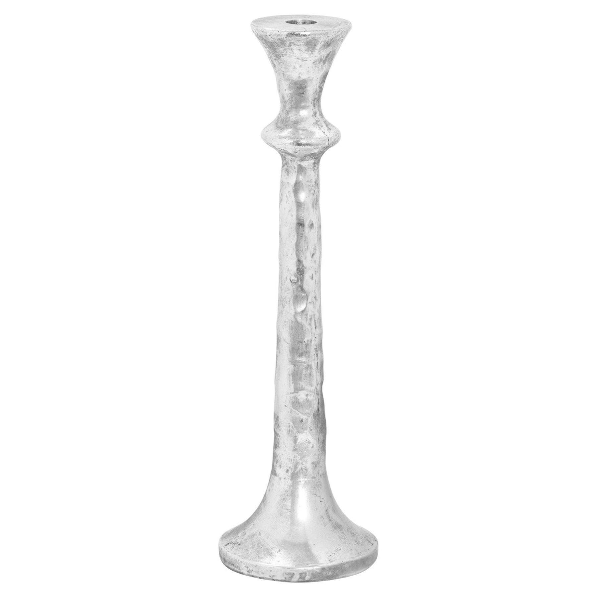 Silver Ceramic Large Collared Candle Holder - Vookoo Lifestyle
