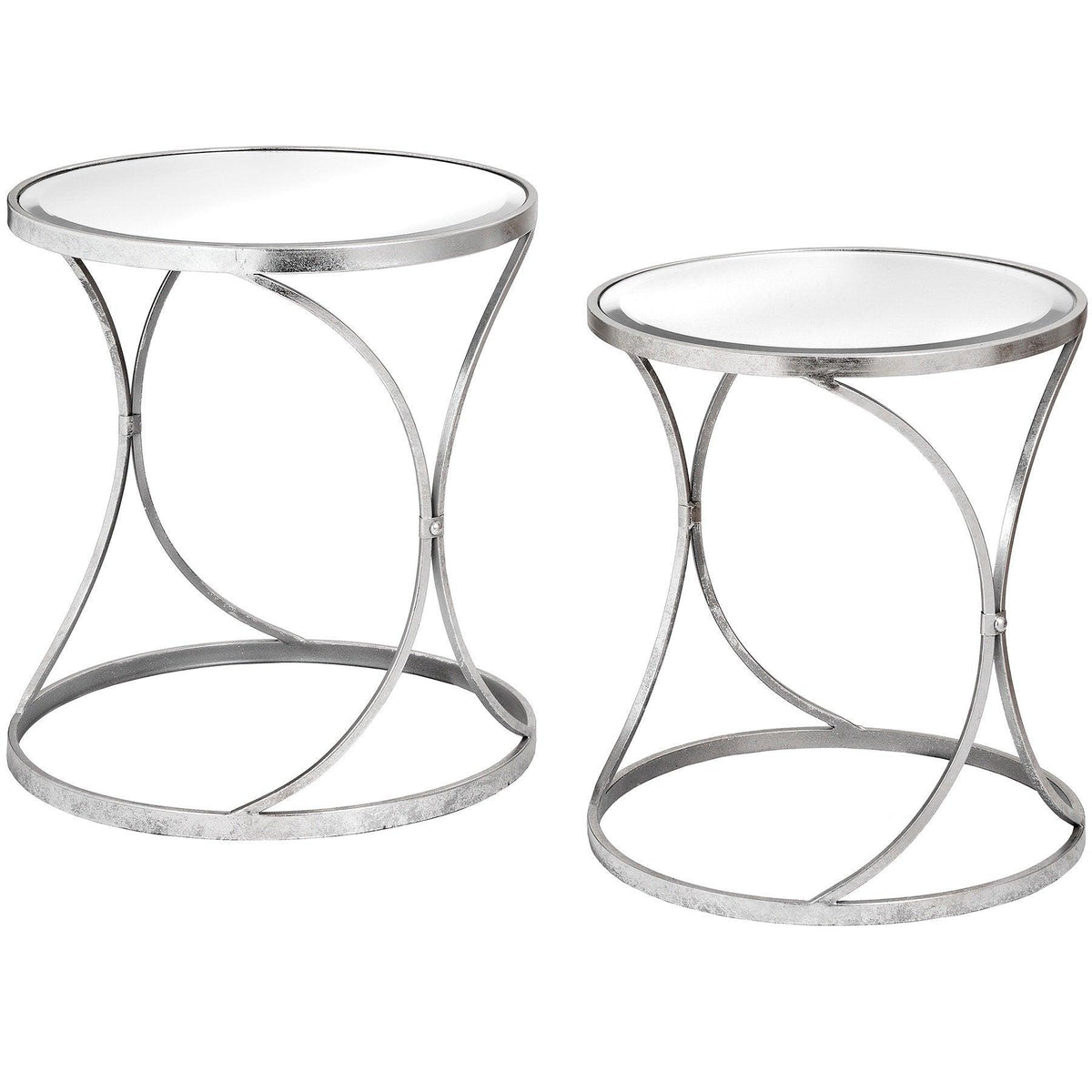 Silver Curved Design Set Of 2 Side Tables - Vookoo Lifestyle