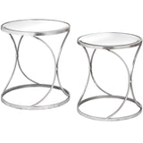 Silver Curved Design Set Of 2 Side Tables - Vookoo Lifestyle