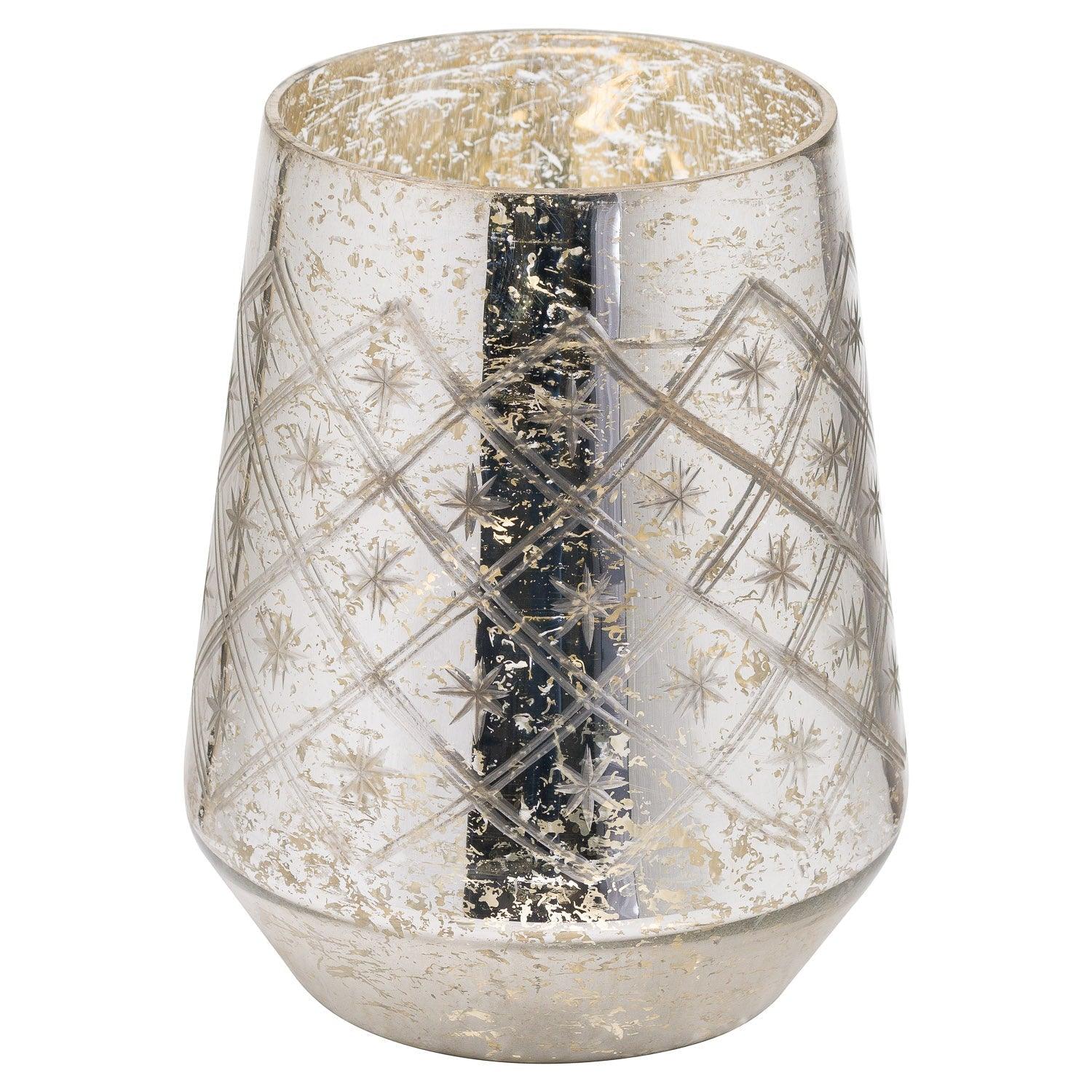 Silver Foil Effect Medium Candle Holder - Vookoo Lifestyle