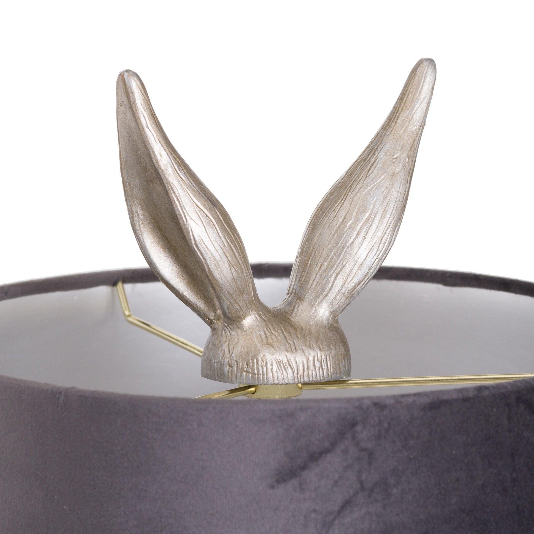 Silver Hare Table Lamp With Grey Velvet Shade - Vookoo Lifestyle