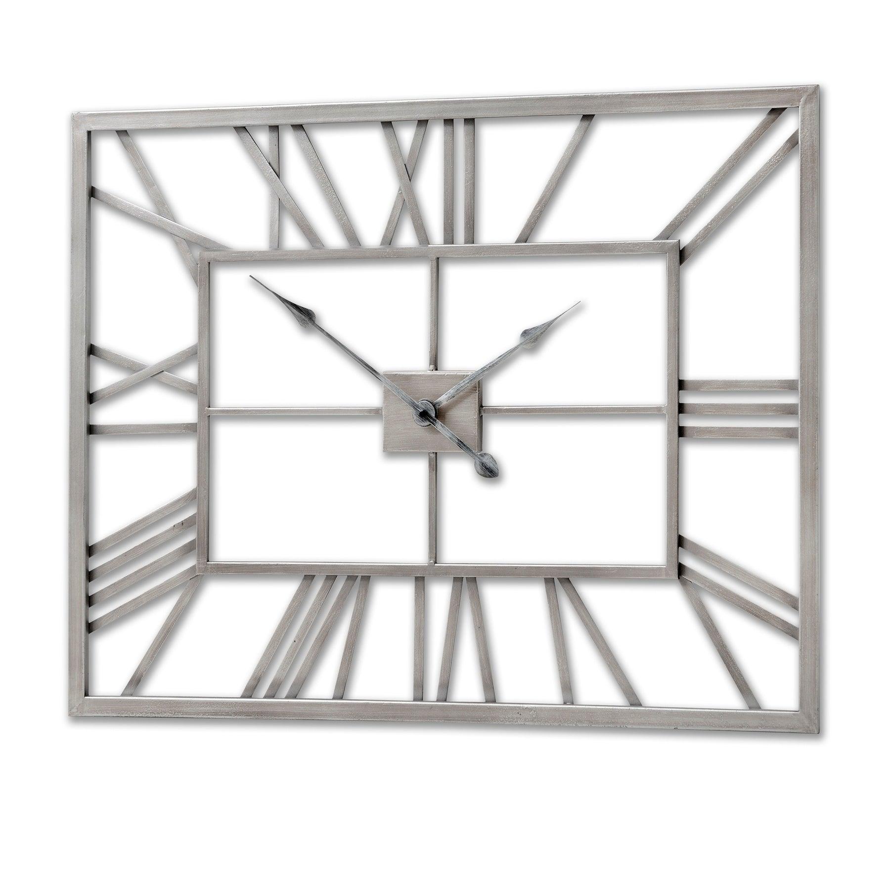 Silver Rectangular Skeleton Wall Clock - Vookoo Lifestyle