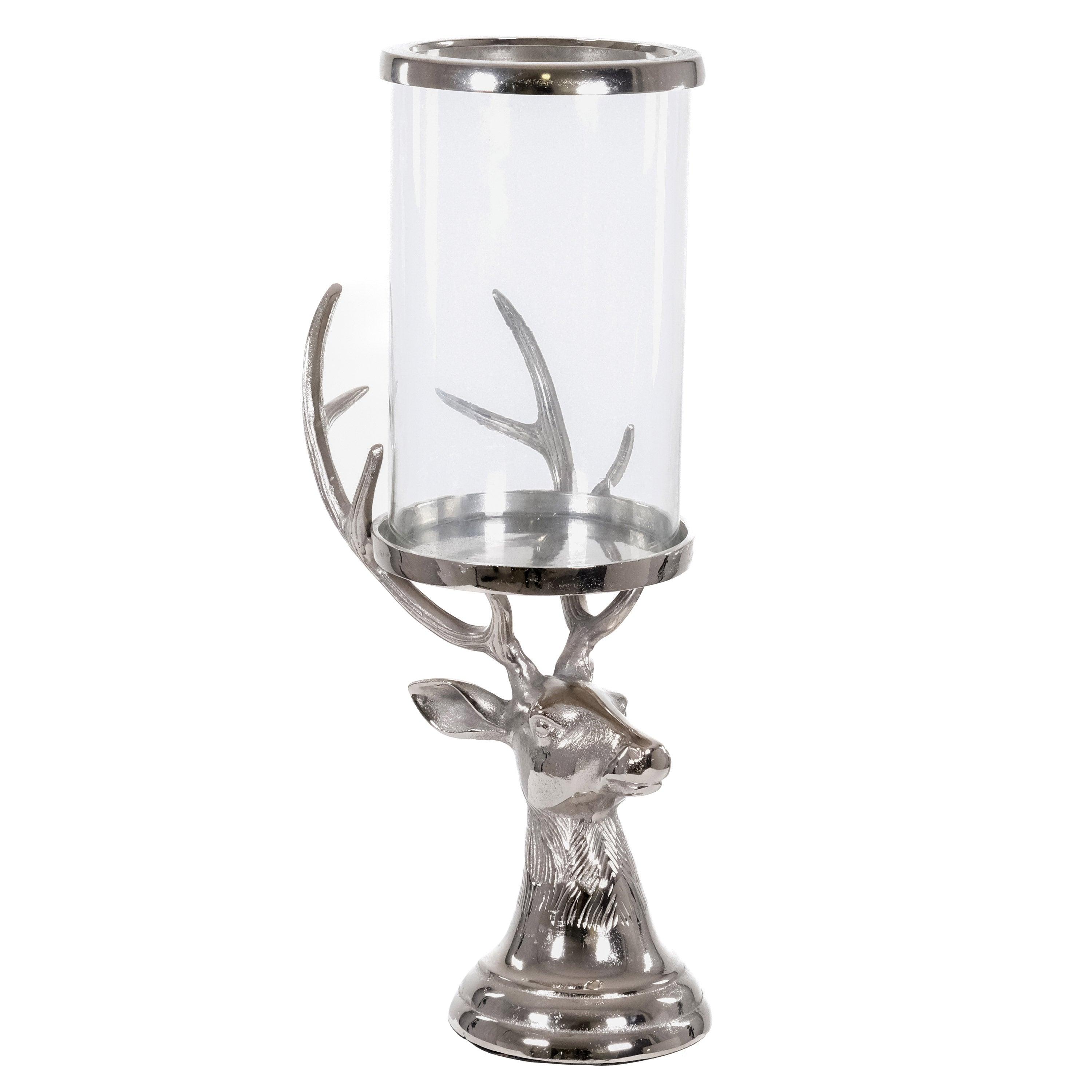 Silver Stag Candle Hurricane Lantern - Vookoo Lifestyle