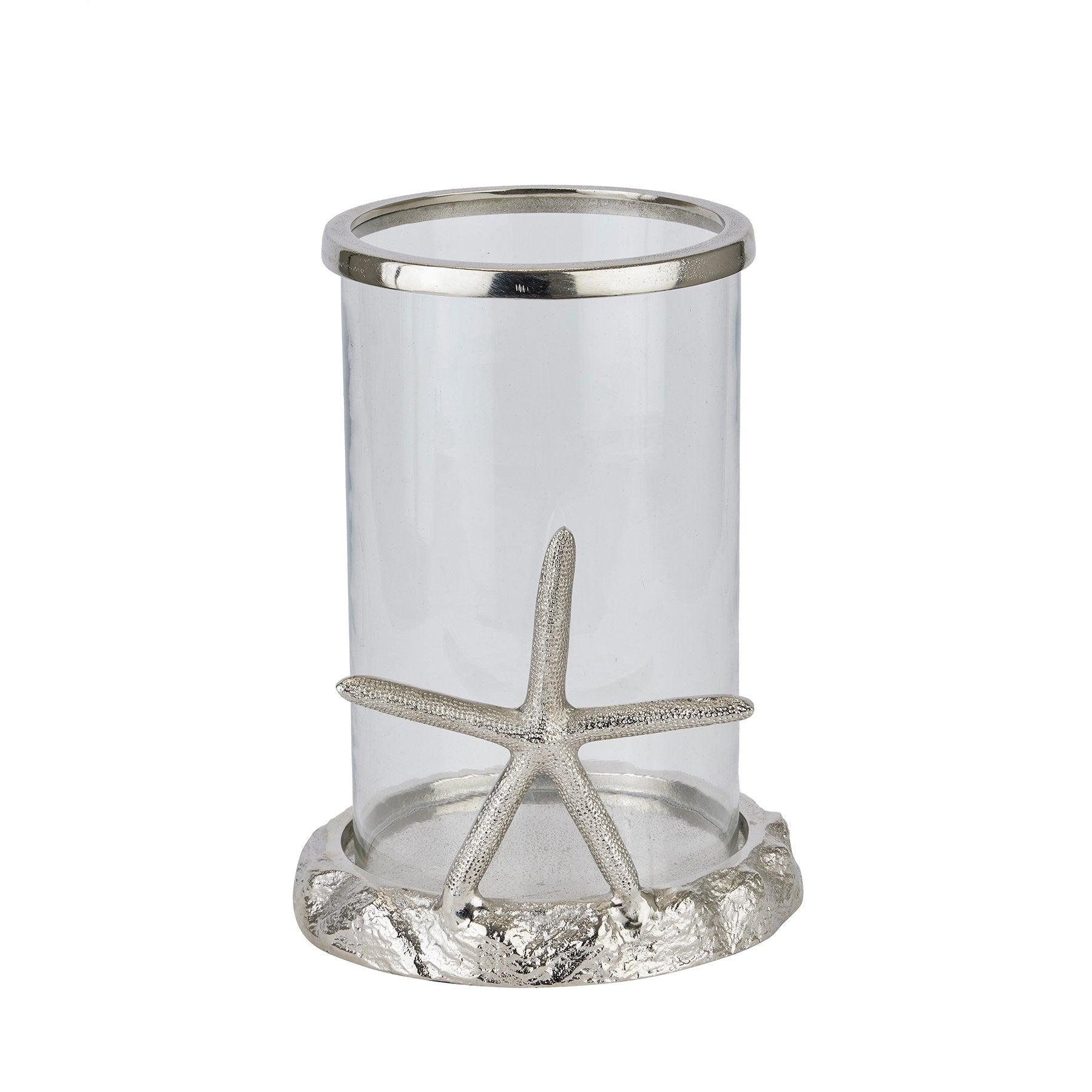 Silver Starfish Candle Hurricane Lantern - Vookoo Lifestyle
