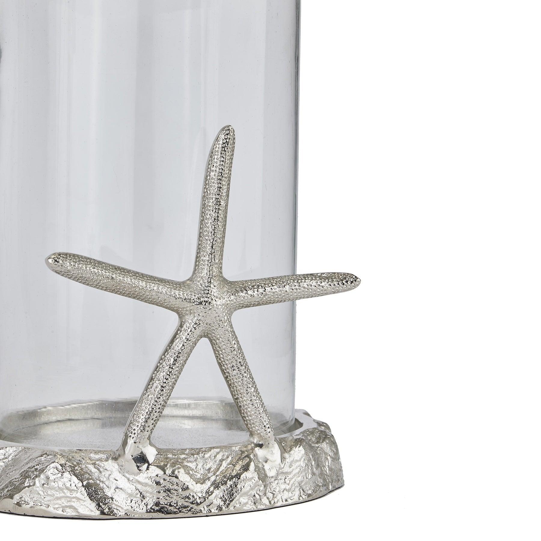 Silver Starfish Candle Hurricane Lantern - Vookoo Lifestyle