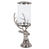 Tall Silver Stag Candle Hurricane Lantern - Vookoo Lifestyle