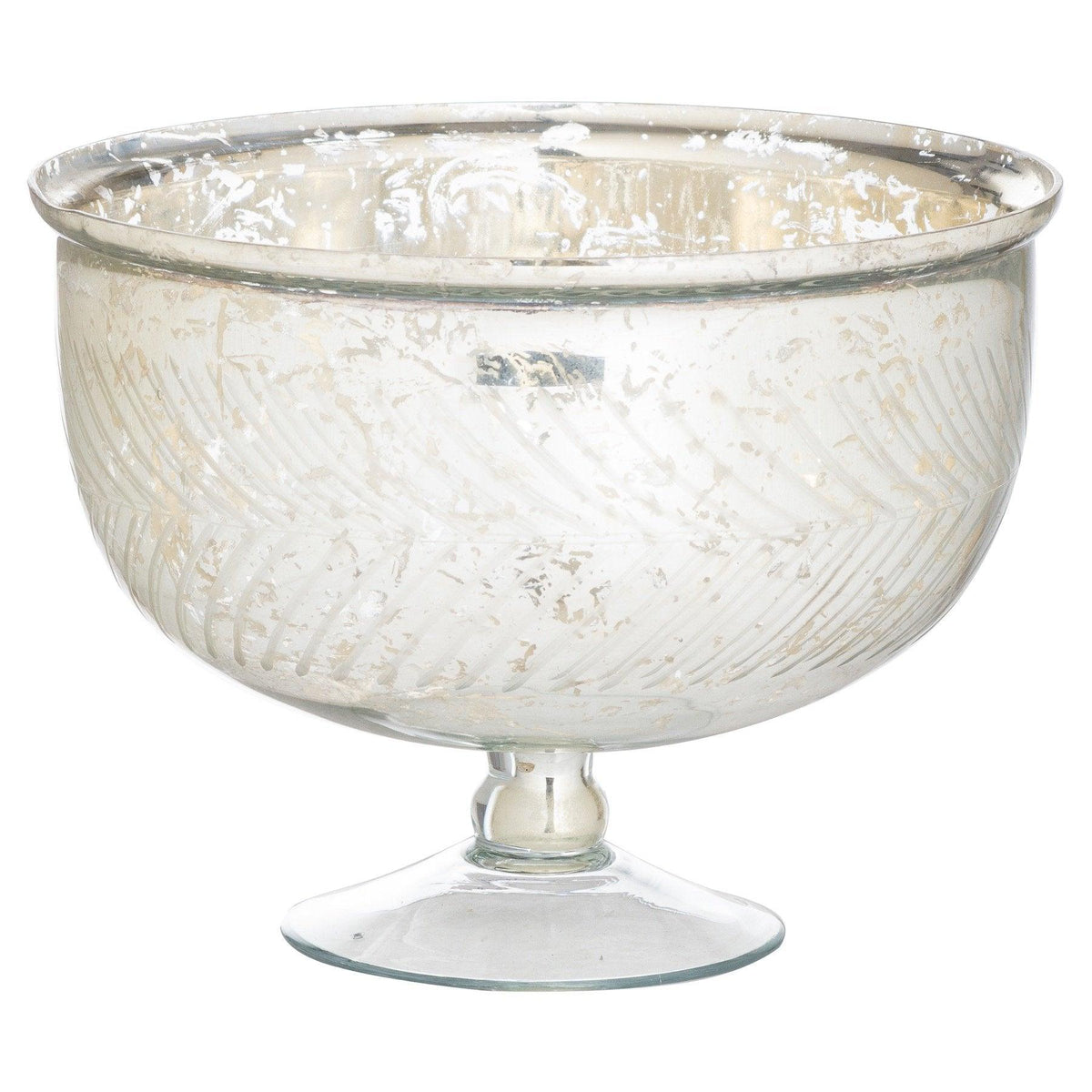 The Lustre Silver Glass Decorative Extra Large Footed Bowl - Vookoo Lifestyle