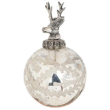 The Noel Collection Silver Etched Stag Top Bauble - Vookoo Lifestyle
