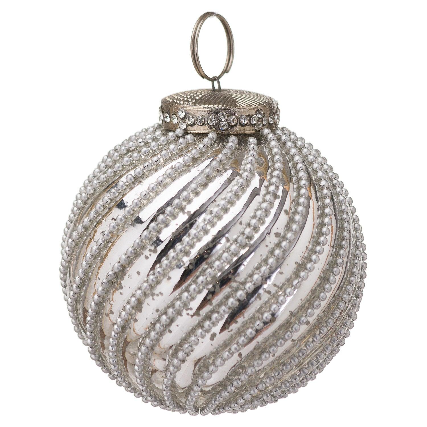 The Noel Collection Silver Jewel Swirl Large Bauble - Vookoo Lifestyle