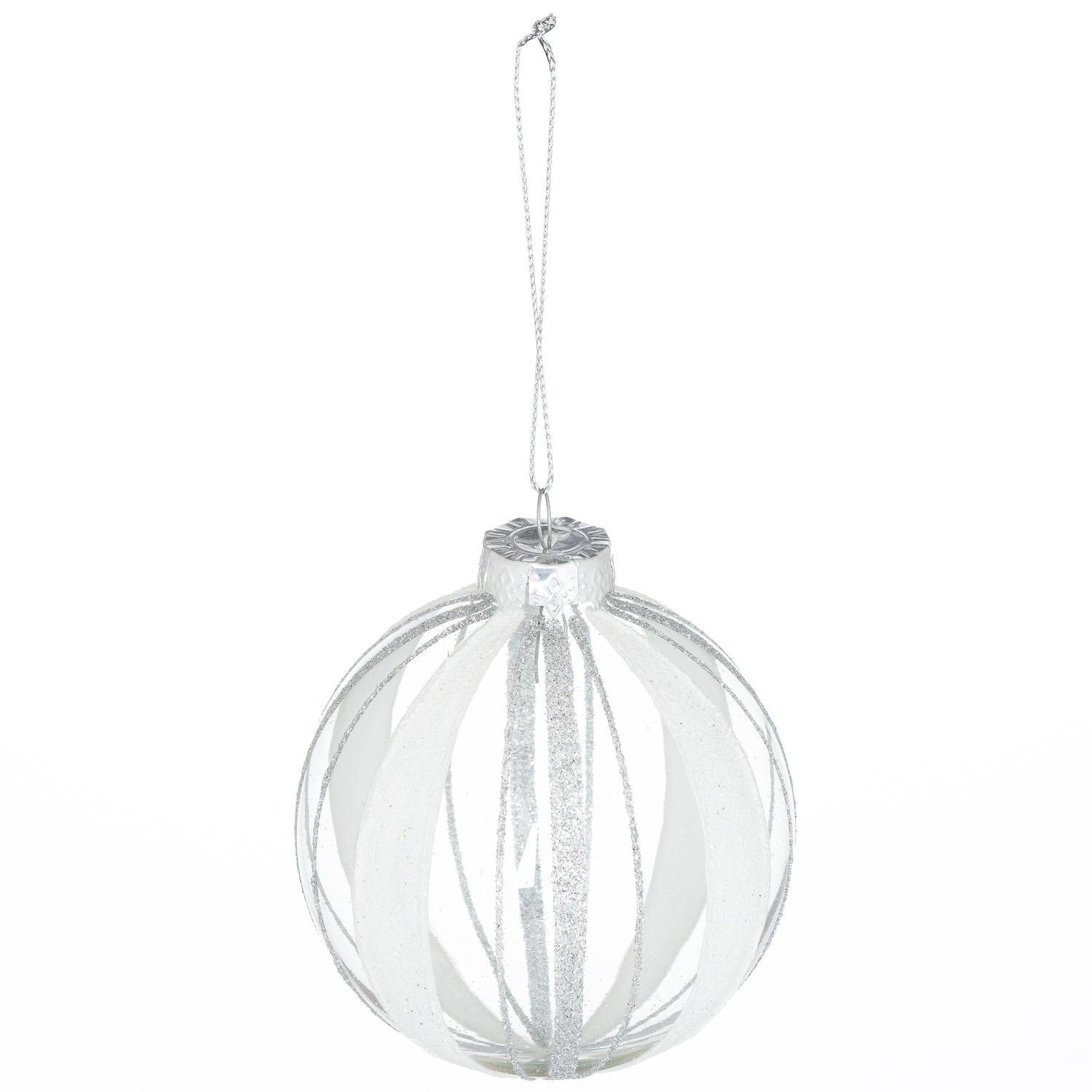 The Noel Collection Striped Glitter Bauble - Vookoo Lifestyle