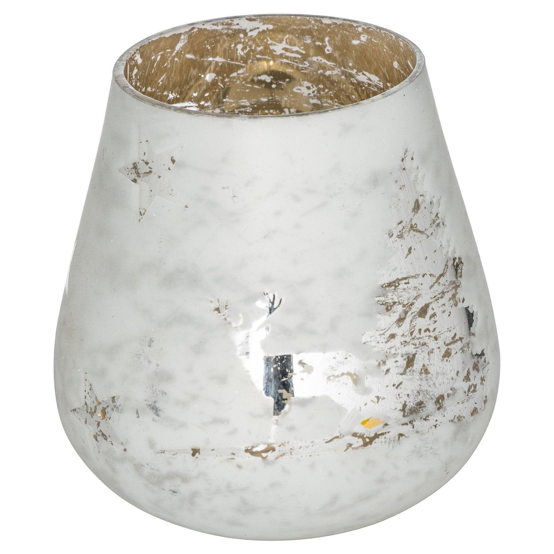 The Noel Collection White Forest Scene Medium Candle Holder - Vookoo Lifestyle
