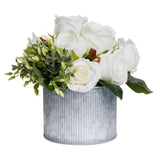 White Rose Bouquet In Tin Pot - Vookoo Lifestyle