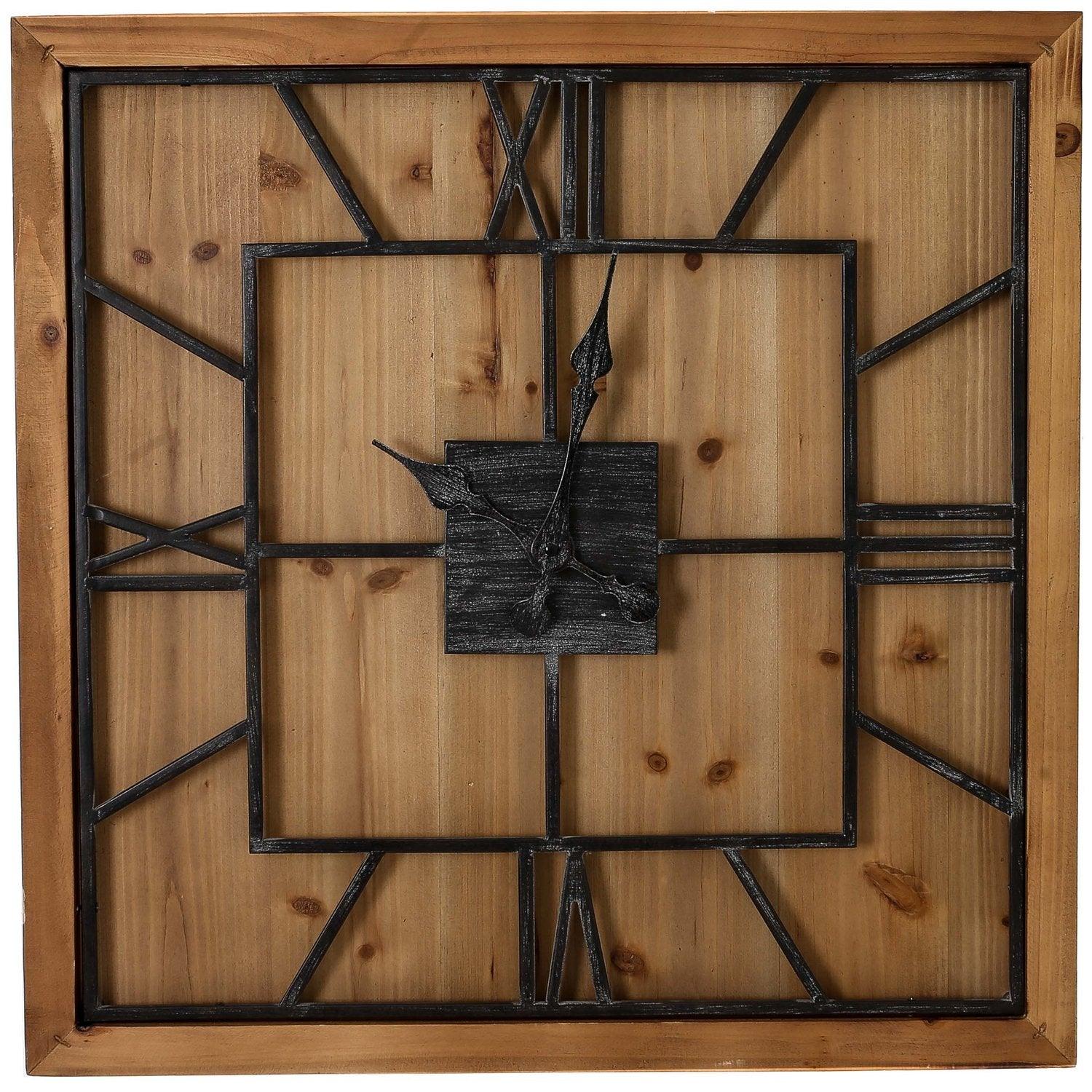 Williston Square Large Wooden Wall Clock - Vookoo Lifestyle