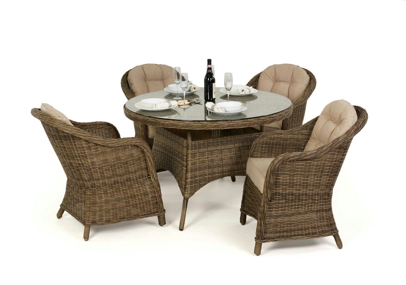 Winchester 4 Seat Round Dining Set with Heritage Chairs - Vookoo Lifestyle