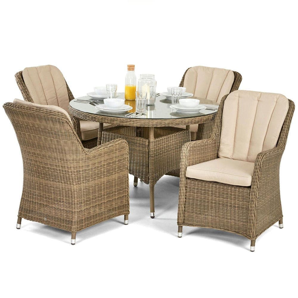 Winchester 4 Seat Round Dining Set with Venice Chairs - Vookoo Lifestyle