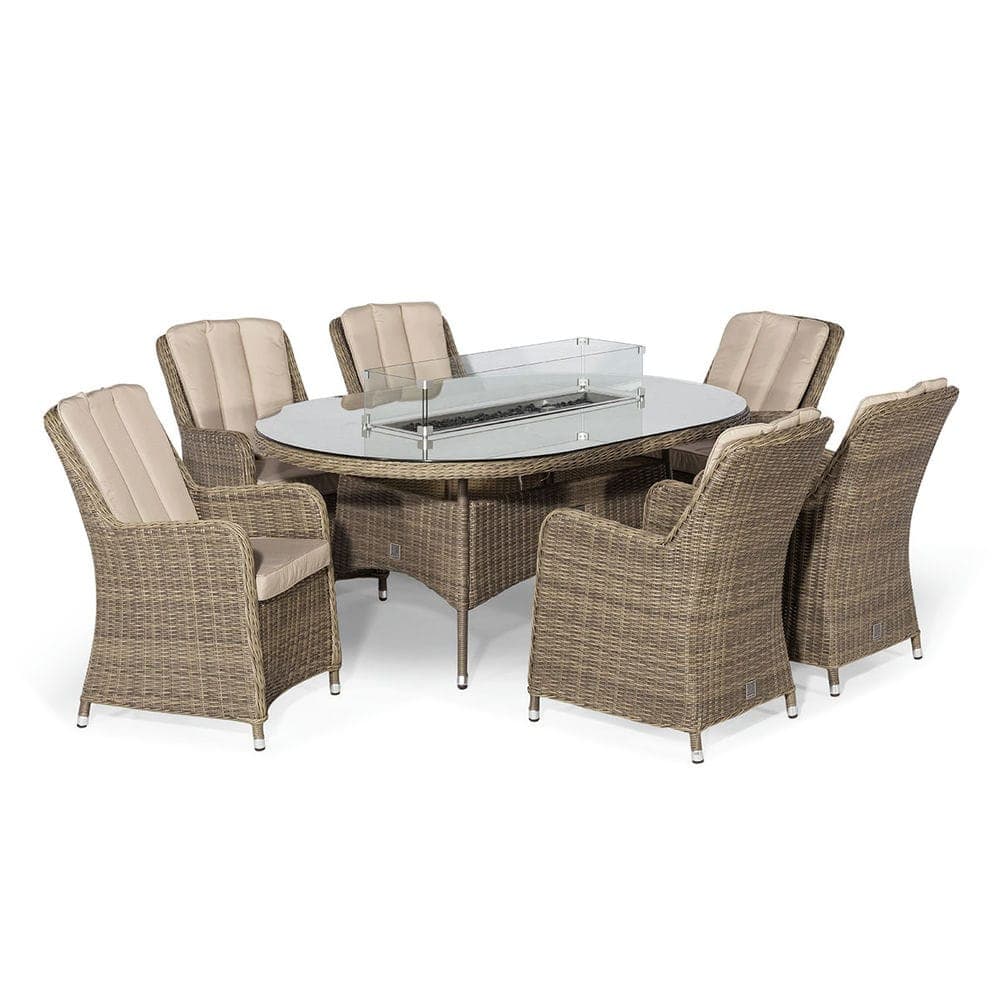 Winchester 6 Seat Oval Fire Pit Dining Set with Heritage Chairs - Vookoo Lifestyle