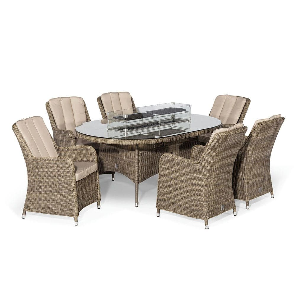 Winchester 6 Seat Oval Fire Pit Dining Set with Heritage Chairs - Vookoo Lifestyle