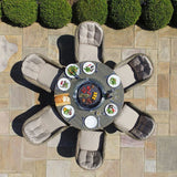 Winchester 6 Seat Round Fire Pit Dining Set with Heritage Chairs and Lazy Susan - Vookoo Lifestyle