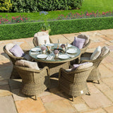 Winchester 6 Seat Round Ice Bucket Dining Set with Heritage Chairs Lazy Susan - Vookoo Lifestyle