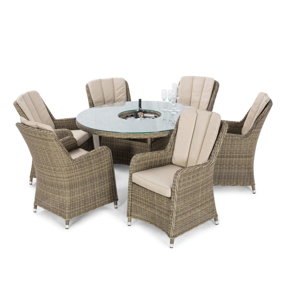Winchester 6 Seat Round Ice Bucket Dining Set with Venice Chairs Lazy Susan - Vookoo Lifestyle