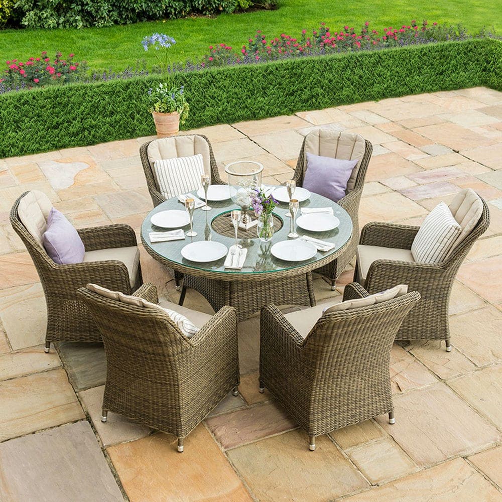 Winchester 6 Seat Round Ice Bucket Dining Set with Venice Chairs Lazy Susan - Vookoo Lifestyle
