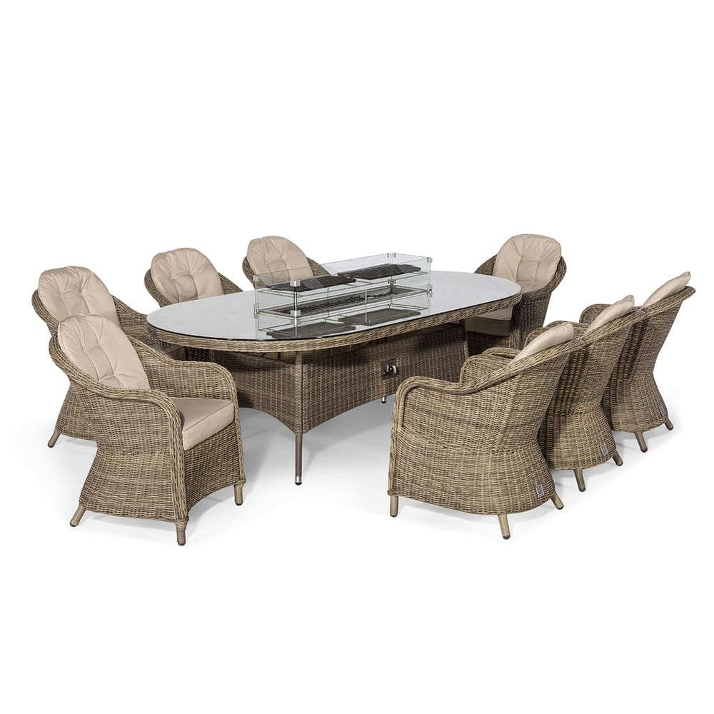 Winchester 8 Seat Oval Fire Pit Dining Set with Heritage Chairs - Vookoo Lifestyle