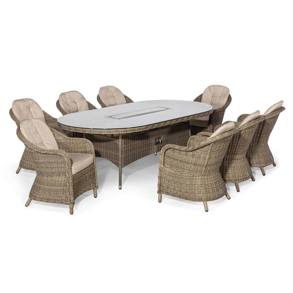 Winchester 8 Seat Oval Fire Pit Dining Set with Heritage Chairs - Vookoo Lifestyle