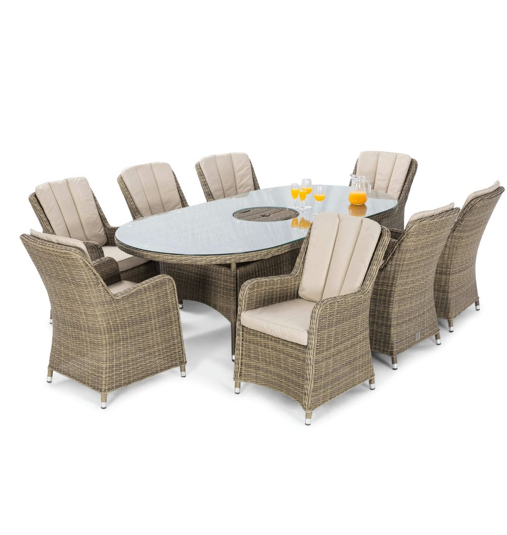 Winchester 8 Seat Oval Ice Bucket Dining Set with Venice Chairs Lazy Susan - Vookoo Lifestyle