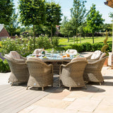 Winchester 8 Seat Round Fire Pit Dining Set with Heritage Chairs and Lazy Susan - Vookoo Lifestyle