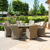Winchester 8 Seat Round Fire Pit Dining Set with Venice Chairs and Lazy Susan - Vookoo Lifestyle