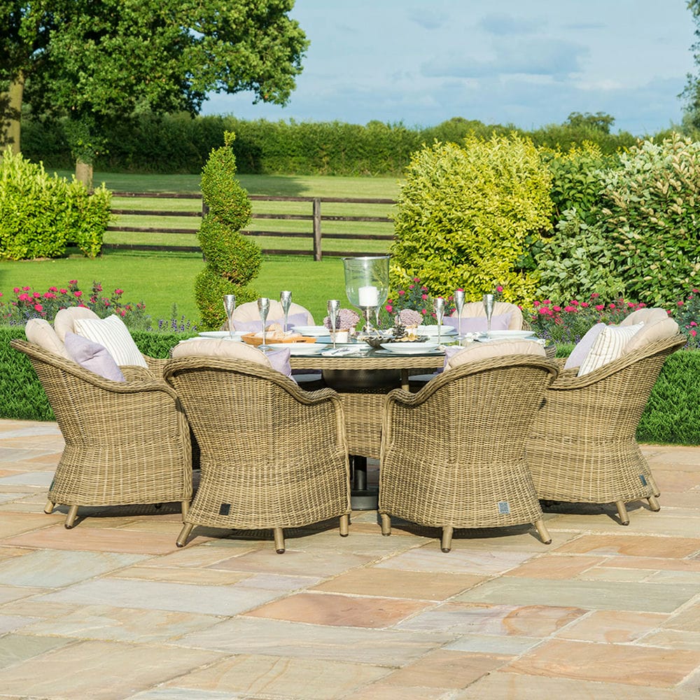 Winchester 8 Seat Round Ice Bucket Dining Set with Heritage Chairs Lazy Susan - Vookoo Lifestyle