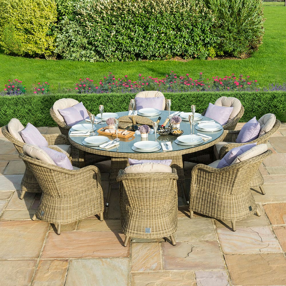 Winchester 8 Seat Round Ice Bucket Dining Set with Heritage Chairs Lazy Susan - Vookoo Lifestyle