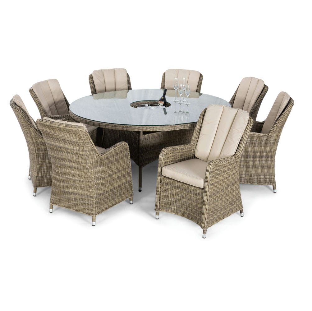 Winchester 8 Seat Round Ice Bucket Dining Set with Venice Chairs Lazy Susan - Vookoo Lifestyle