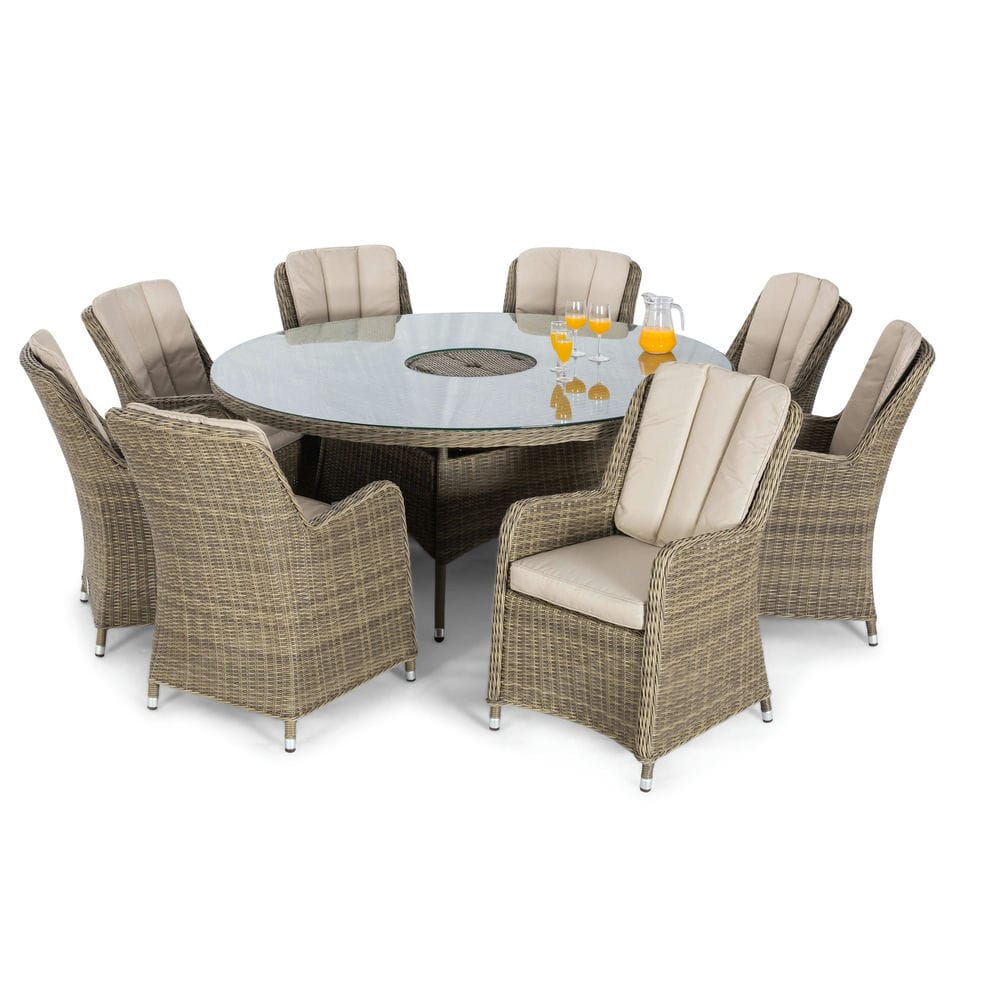 Winchester 8 Seat Round Ice Bucket Dining Set with Venice Chairs Lazy Susan - Vookoo Lifestyle