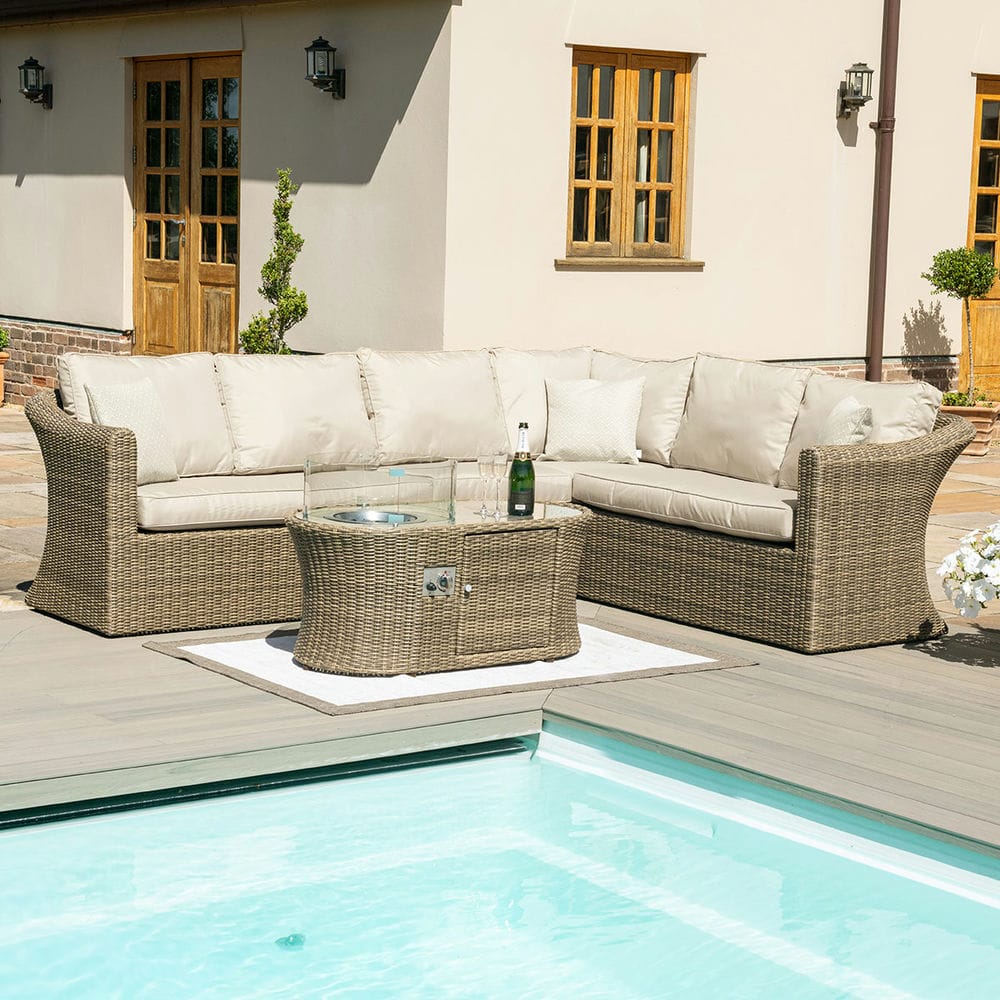 Winchester Large Corner Sofa Set with Fire Pit Table - Vookoo Lifestyle