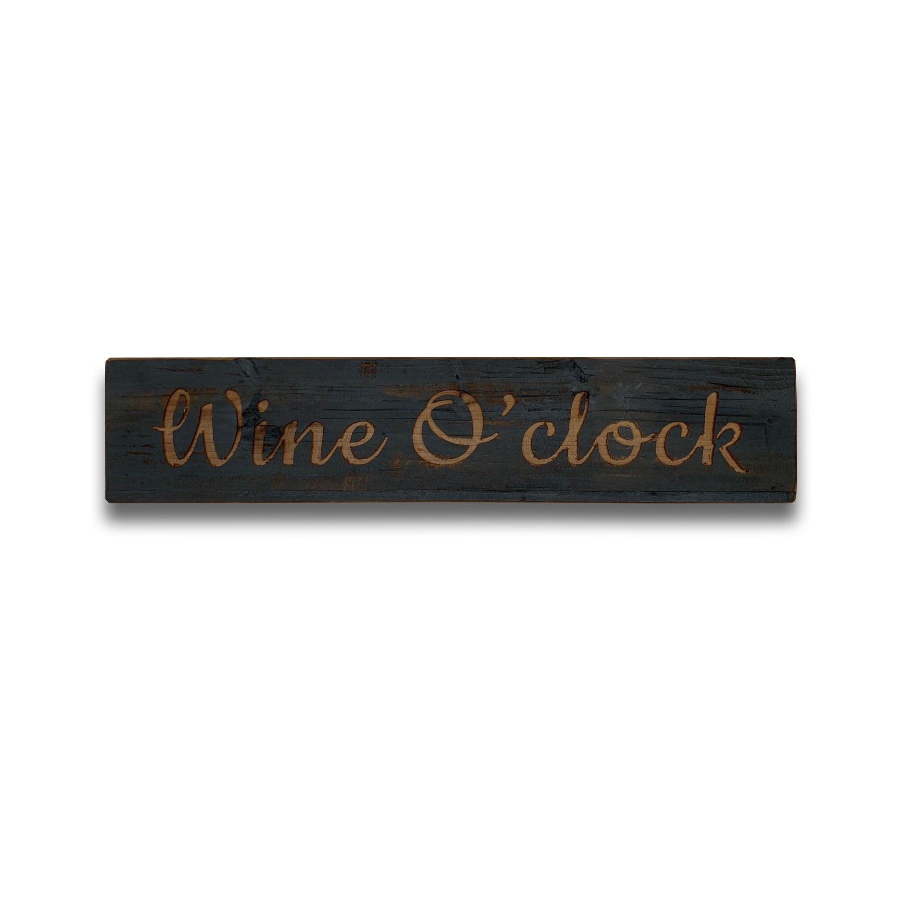 Wine Oclock Grey Wash Wooden Message Plaque - Vookoo Lifestyle