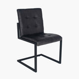 Arlo Steel Grey Leather and Iron Buttoned Chair