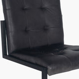 Arlo Steel Grey Leather and Iron Buttoned Chair
