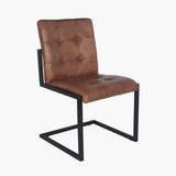 Arlo Vintage Brown Leather and Iron Buttoned Chair