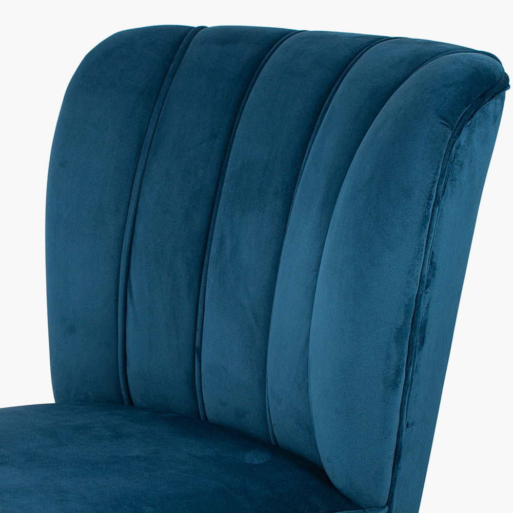 Ravenna Sapphire Blue Dining Chair Walnut Effect Legs