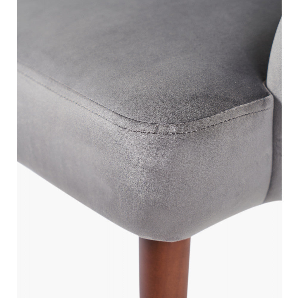 Antoinette Dove Grey Velvet Armed Dining Chair Walnut Effect Legs