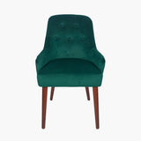 Antoinette Forest Green Velvet Dining Chair Walnut Effect Legs