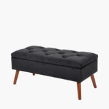 Pelagia Black Velvet Buttoned Bench with Storage