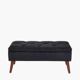 Pelagia Black Velvet Buttoned Bench with Storage